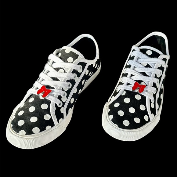 Disney Shoes - DISNEY black polka minnie mouse bow sneakers women’s size 6